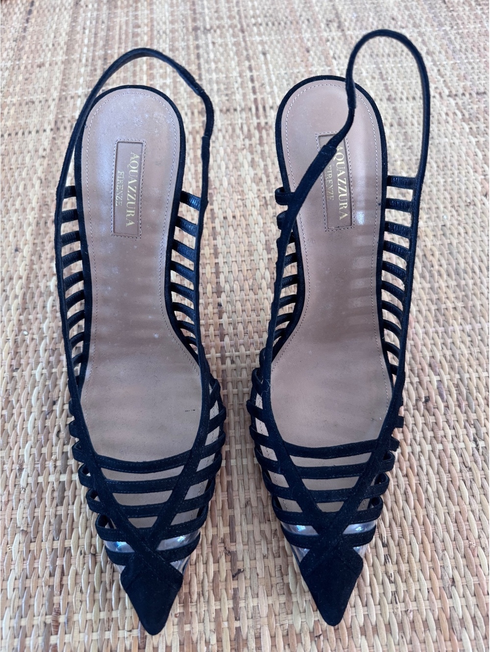 Aquazzura "Cosima" Suede Slingback Pumps